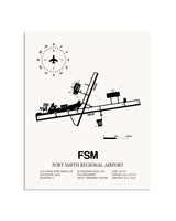 Gray Fort Smith Regional Airport framed poster displayed in an airplane hangar