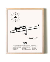 West Michigan Regional Airport framed wall art in white frame