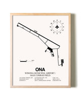 Winona Municipal Airport / Max Conrad Field framed wall art in white frame