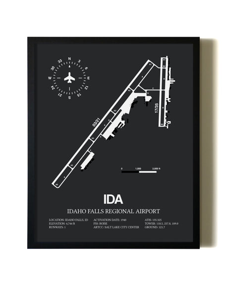 Unframed Idaho Falls Regional Airport map print poster