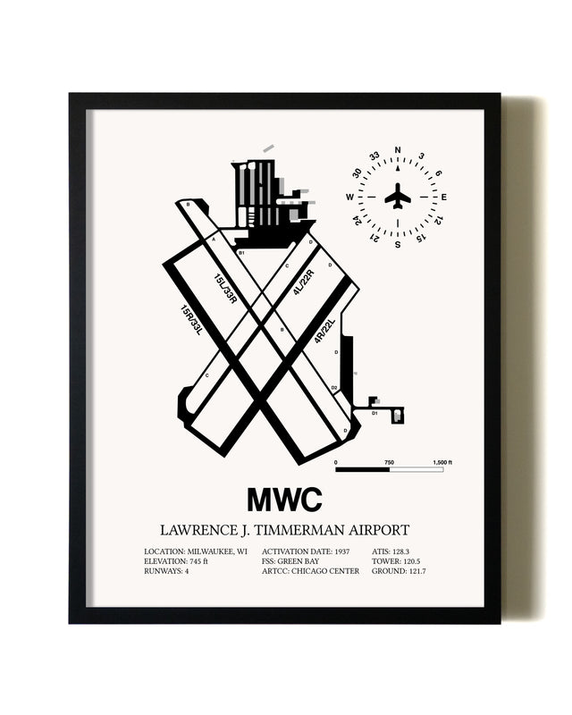 Framed Lawrence J. Timmerman Airport wall art poster in black frame