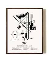Tinker Air Force Base aviation print in walnut frame