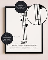 Framed William R. Pogue Municipal Airport layout wall art poster