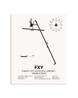 Gray Forest City Municipal Airport / Trimble Field framed poster displayed in an airplane hangar