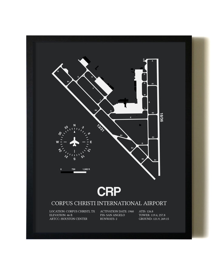 Unframed Corpus Christi International Airport map print poster