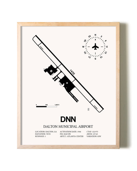 Dalton Municipal Airport framed wall art in white frame