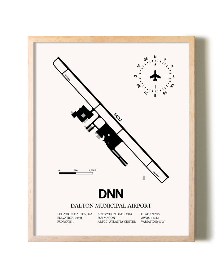 Dalton Municipal Airport framed wall art in white frame