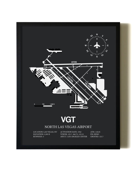 Unframed North Las Vegas Airport map print poster