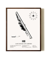 Lake Havasu City Airport aviation print in walnut frame