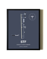 Blue and Cream Framed George M. Bryan Airport layout wall art poster