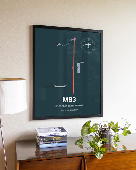 Framed McCharen Field Airport layout wall art poster