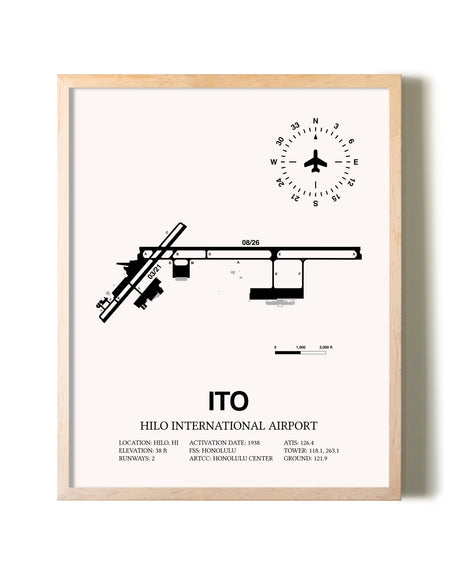 Hilo International Airport framed wall art in white frame