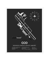 Gray Framed Newnan Coweta County Airport layout wall art poster