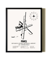 Framed Richard B. Russell Regional Airport - J.H. Towers Field wall art poster in black frame