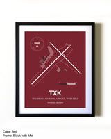 Texarkana Regional Airport - Webb Field aviation wall décor in black wood frame