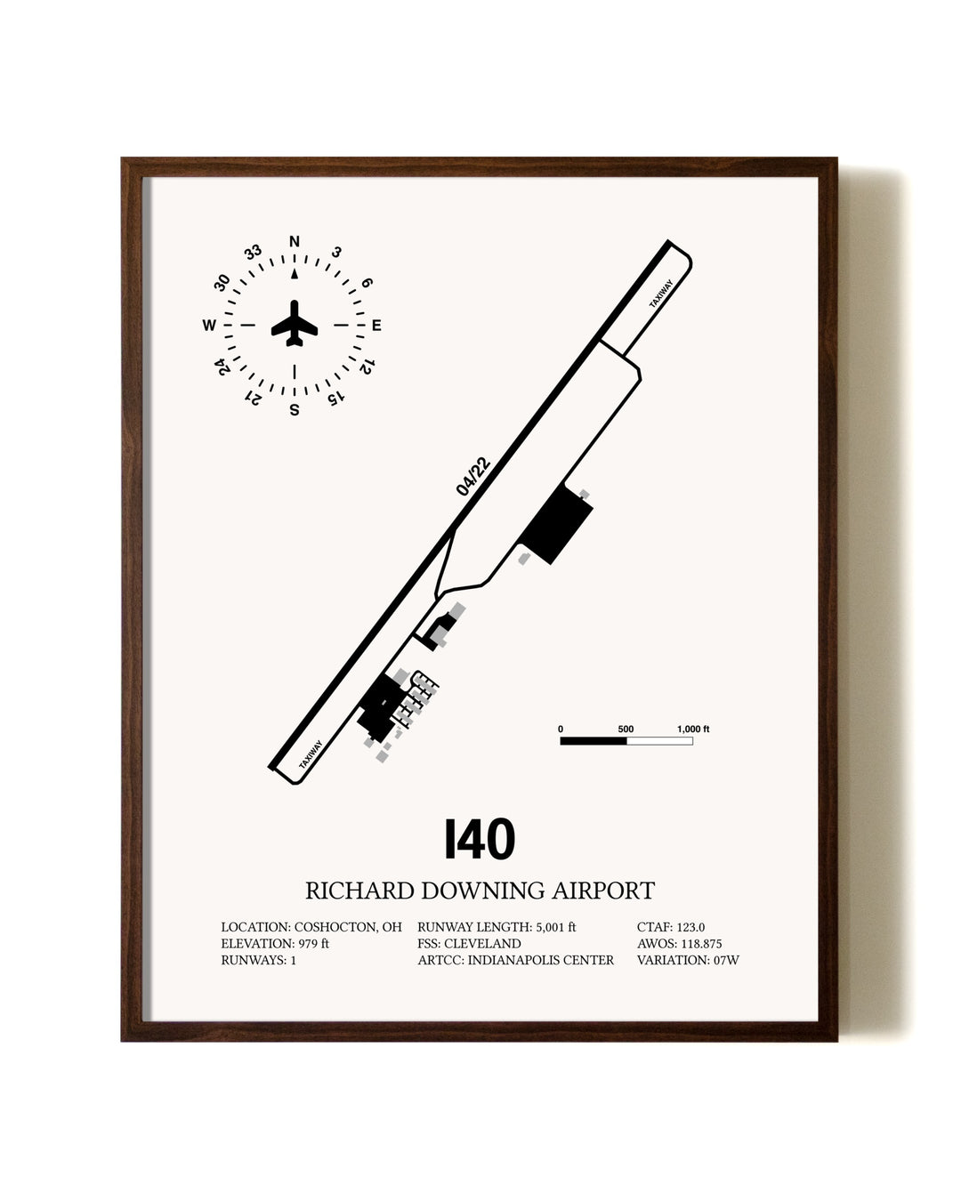 Richard Downing Airport aviation print in walnut frame