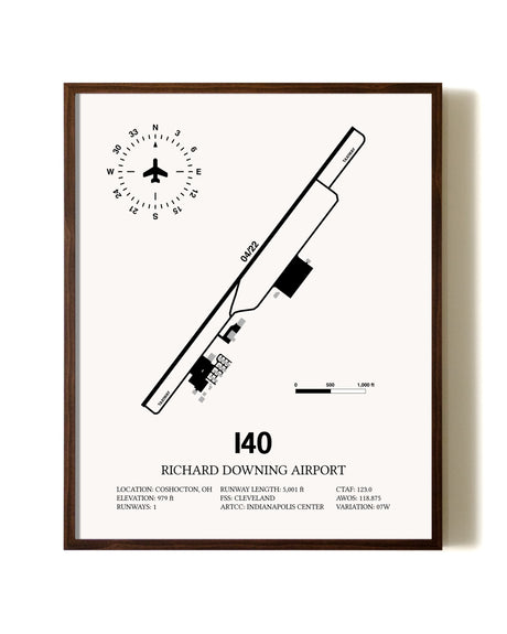 Richard Downing Airport aviation print in walnut frame