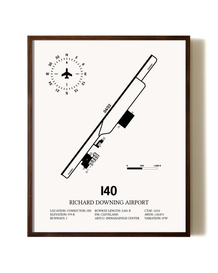 Richard Downing Airport aviation print in walnut frame