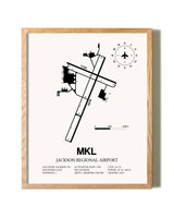 Jackson Regional Airport framed print in natural wood frame