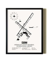 Framed Sheboygan County Memorial International Airport wall art poster in black frame