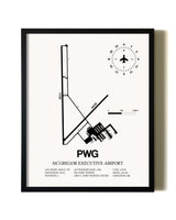 Framed McGregor Executive Airport wall art poster in black frame