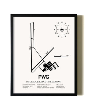 Framed McGregor Executive Airport wall art poster in black frame