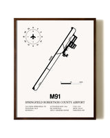 Springfield Robertson County Airport aviation print in walnut frame
