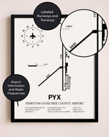 Framed Perryton Ochiltree County Airport layout wall art poster