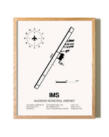 Madison Municipal Airport framed print in natural wood frame