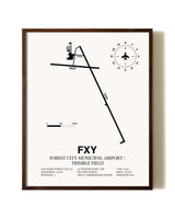 Forest City Municipal Airport / Trimble Field aviation print in walnut frame