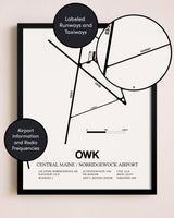 Framed Central Maine / Norridgewock Airport layout wall art poster