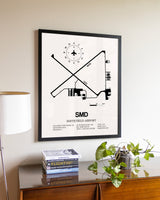 Smith Field Airport aviation wall décor in black wood frame