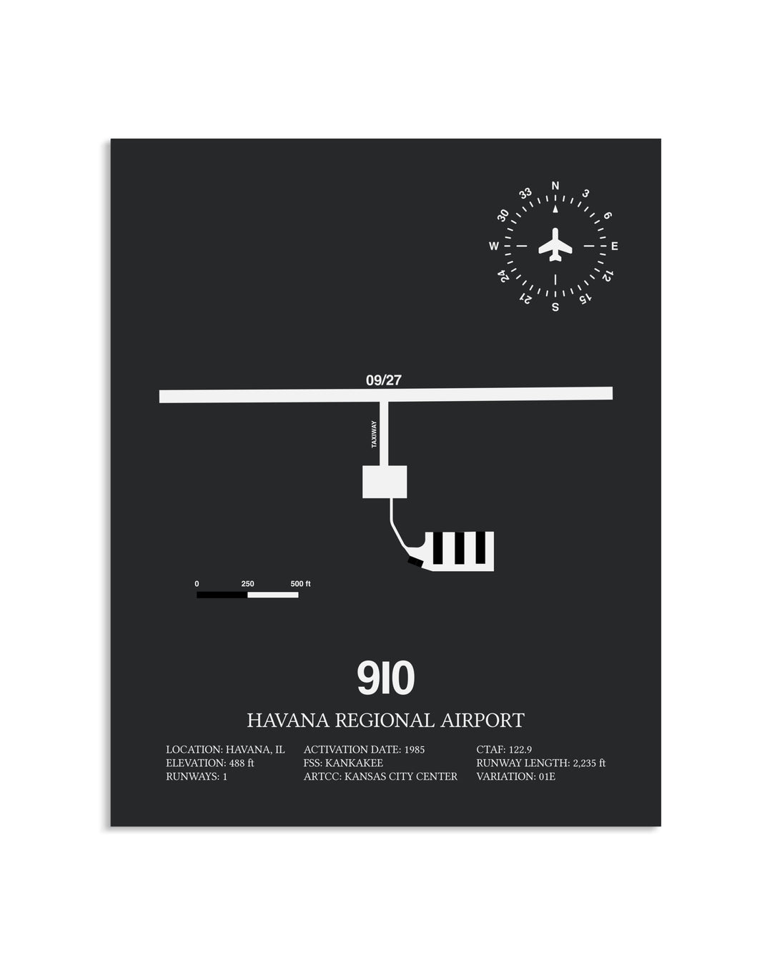 Gray Framed Havana Regional Airport layout wall art poster