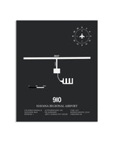 Gray Framed Havana Regional Airport layout wall art poster