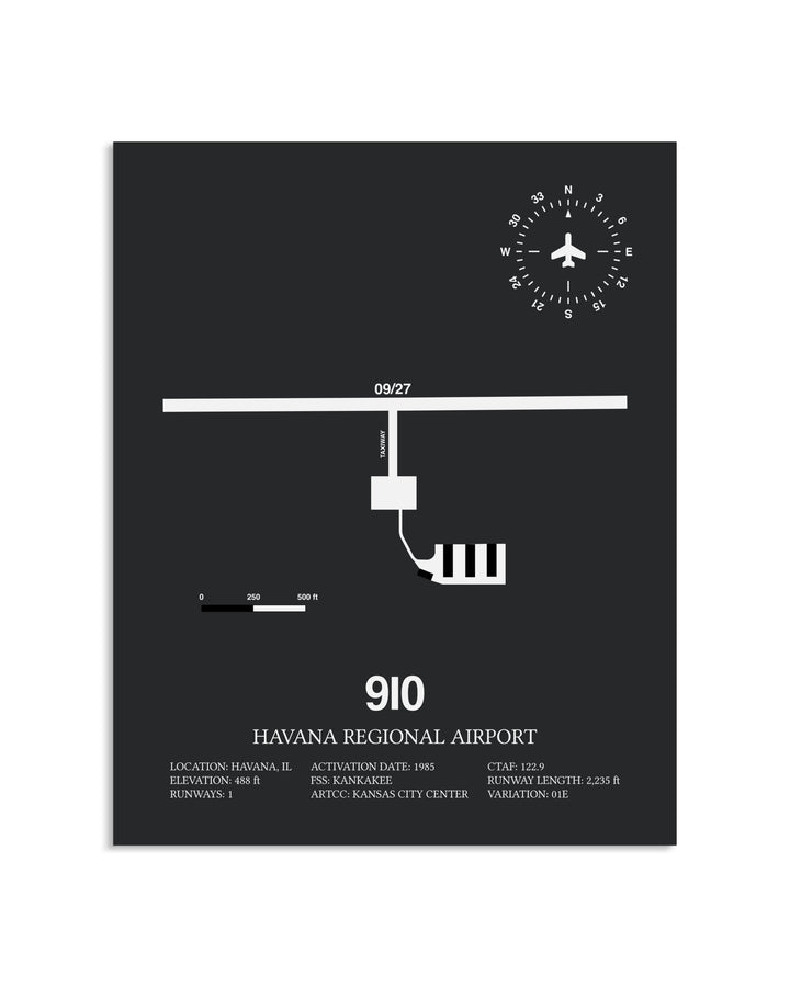 Gray Framed Havana Regional Airport layout wall art poster