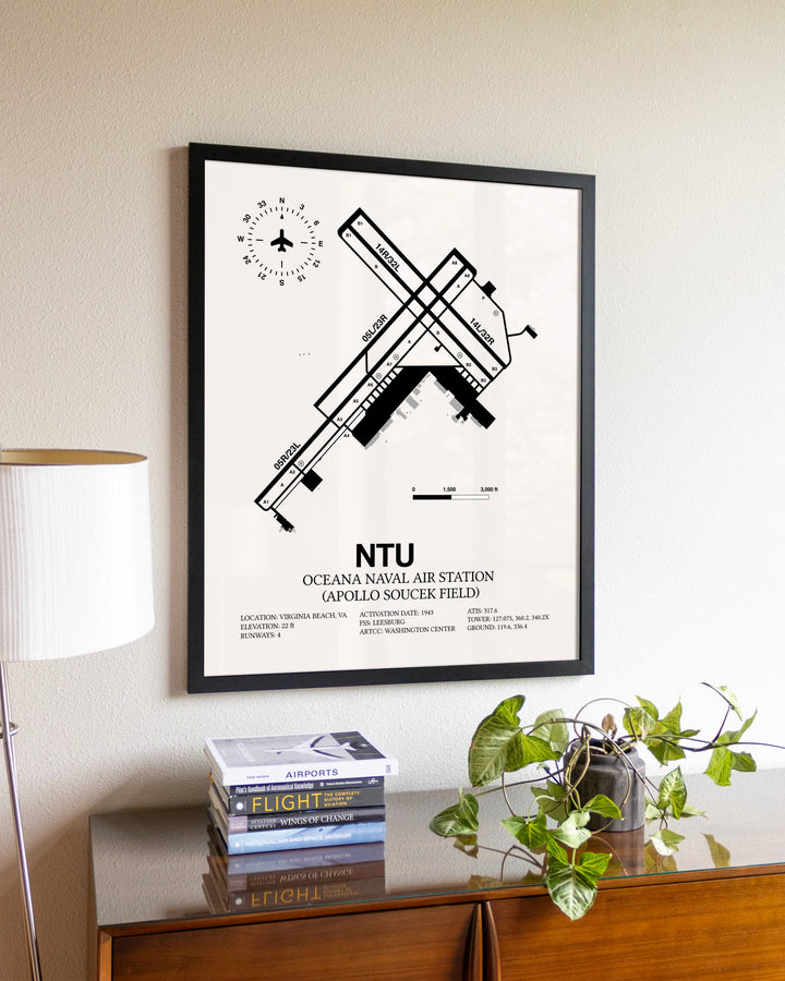 Oceana Naval Air Station (Apollo Soucek Field) aviation wall décor in black wood frame