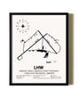Framed Wright Army Airfield (Fort Stewart) / Midcoast Regional Airport wall art poster in black frame