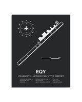 Gray Framed Charlotte-Monroe Executive Airport layout wall art poster