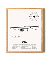 Licking County Regional Airport framed print in natural wood frame