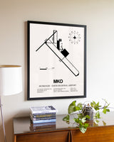 Muskogee-Davis Regional Airport aviation wall décor in black wood frame
