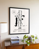 Laredo International Airport aviation wall décor in black wood frame