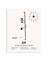 Gray Munday Municipal Airport framed poster displayed in an airplane hangar
