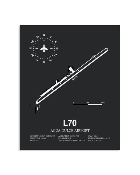 Gray Framed Agua Dulce Airport layout wall art poster