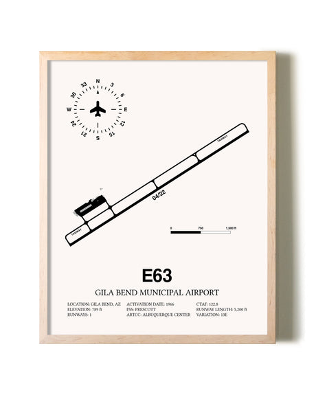 Gila Bend Municipal Airport framed wall art in white frame