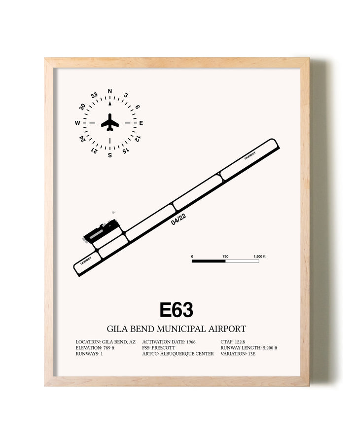 Gila Bend Municipal Airport framed wall art in white frame