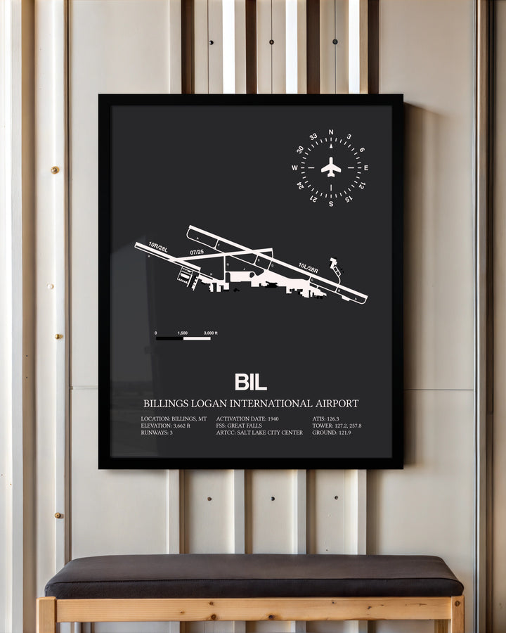 Frame color options for Billings Logan International Airport Wall Art
