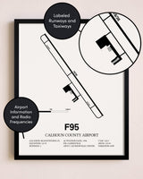Framed Calhoun County Airport layout wall art poster