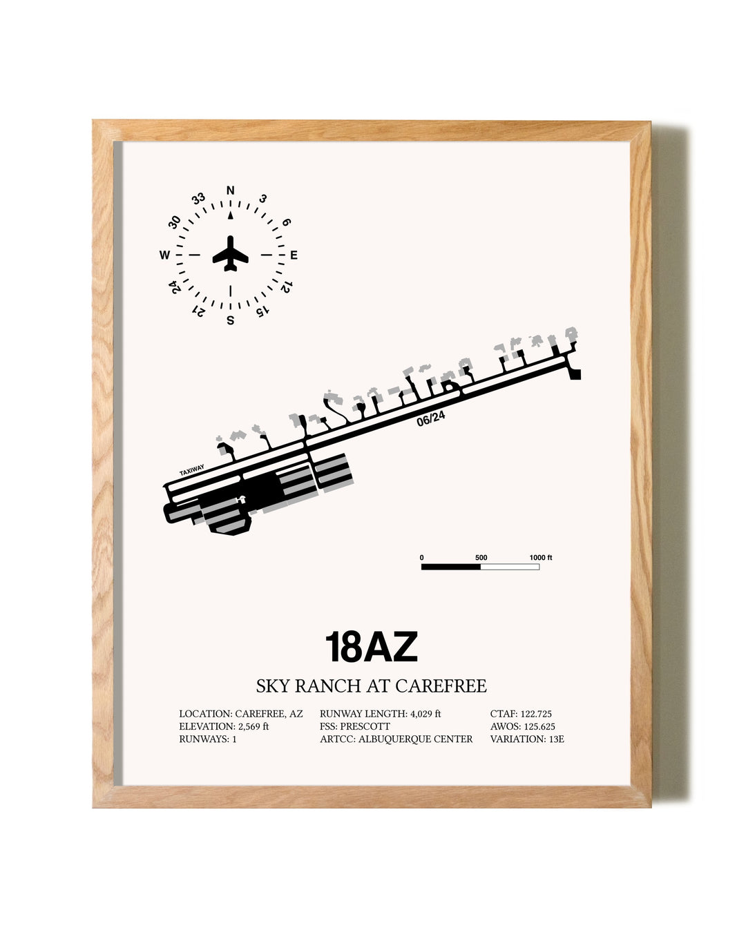 Sky Ranch at Carefree framed print in natural wood frame