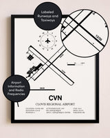 Framed Clovis Regional Airport layout wall art poster
