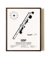 Greenville Spartanburg International Airport aviation print in walnut frame